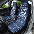 Personalized Newcastle Knights Christmas Car Seat Cover Australian Rugby Fans - Pixelated Ugly Xmas Pattern Mascot Santa