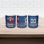 Personalized Newcastle Knights Christmas Ceramic Mug Australian Rugby Fans - Pixelated Ugly Xmas Pattern Mascot Santa