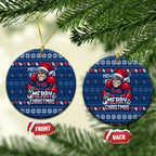 Newcastle Knights Christmas Ceramic Ornament Australian Rugby Fans - Pixelated Ugly Xmas Pattern Mascot Santa