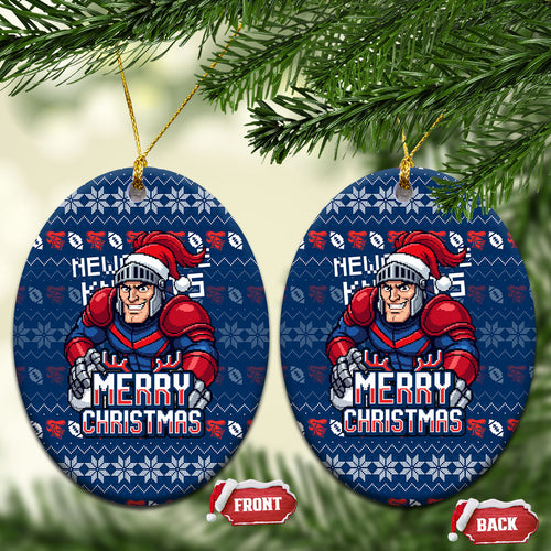 Newcastle Knights Christmas Ceramic Ornament Australian Rugby Fans - Pixelated Ugly Xmas Pattern Mascot Santa