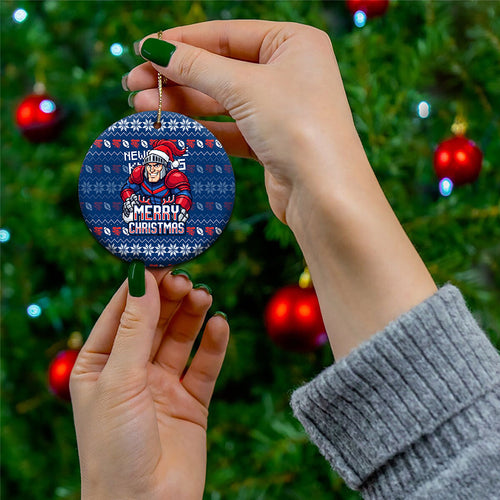 Newcastle Knights Christmas Ceramic Ornament Australian Rugby Fans - Pixelated Ugly Xmas Pattern Mascot Santa
