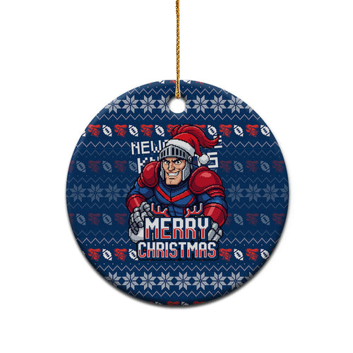 Newcastle Knights Christmas Ceramic Ornament Australian Rugby Fans - Pixelated Ugly Xmas Pattern Mascot Santa