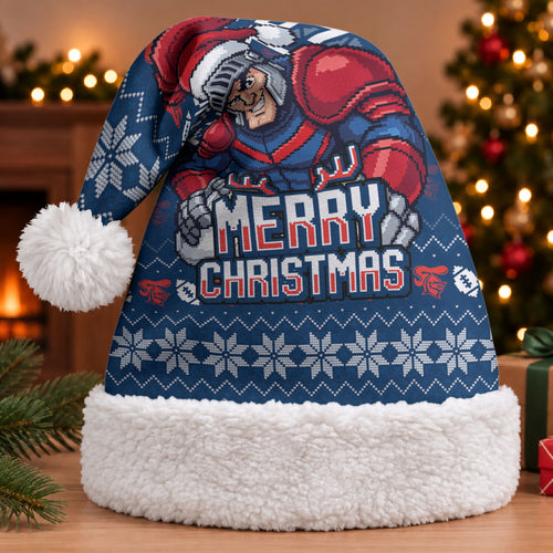Newcastle Knights Christmas Santa Hat Australian Rugby Fans - Pixelated Ugly Xmas Pattern Mascot Santa