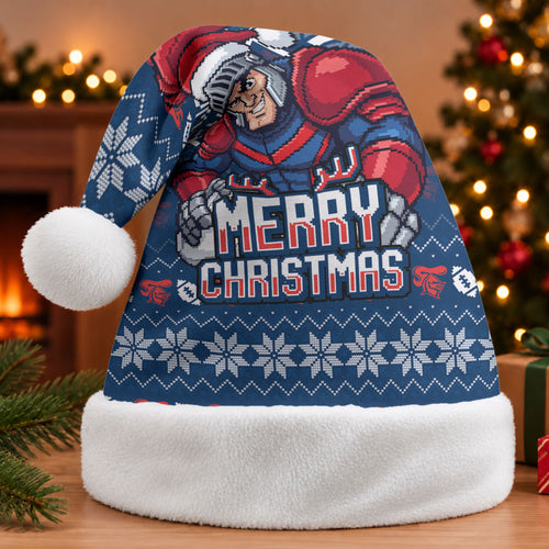 Newcastle Knights Christmas Santa Hat Australian Rugby Fans - Pixelated Ugly Xmas Pattern Mascot Santa