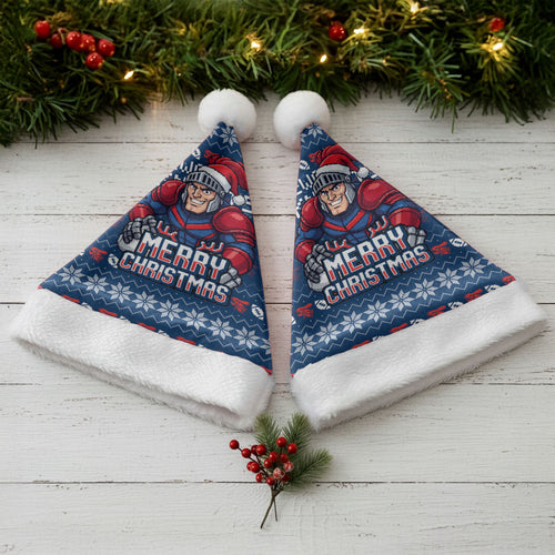 Newcastle Knights Christmas Santa Hat Australian Rugby Fans - Pixelated Ugly Xmas Pattern Mascot Santa