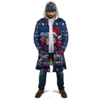Personalized Newcastle Knights Christmas Cloak Australian Rugby Fans - Pixelated Ugly Xmas Pattern Mascot Santa