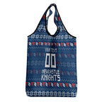 Personalized Newcastle Knights Christmas Grocery Bag Australian Rugby Fans - Pixelated Ugly Xmas Pattern Mascot Santa