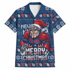 Personalized Newcastle Knights Christmas Hawaiian Shirt Australian Rugby Fans - Pixelated Ugly Xmas Pattern Mascot Santa