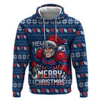 Personalized Newcastle Knights Christmas Hoodie Australian Rugby Fans - Pixelated Ugly Xmas Pattern Mascot Santa