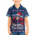 Personalized Newcastle Knights Christmas Kid Hawaiian Shirt Australian Rugby Fans - Pixelated Ugly Xmas Pattern Mascot Santa