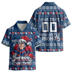 Personalized Newcastle Knights Christmas Kid Hawaiian Shirt Australian Rugby Fans - Pixelated Ugly Xmas Pattern Mascot Santa