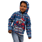 Personalized Newcastle Knights Christmas Kid Hoodie Australian Rugby Fans - Pixelated Ugly Xmas Pattern Mascot Santa