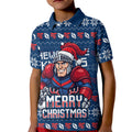 Personalized Newcastle Knights Christmas Kid Polo Shirt Australian Rugby Fans - Pixelated Ugly Xmas Pattern Mascot Santa