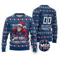 Personalized Newcastle Knights Christmas Ugly Christmas Sweater Australian Rugby Fans - Pixelated Ugly Xmas Pattern Mascot Santa