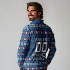 Personalized Newcastle Knights Christmas Long Sleeve Polo Shirt Australian Rugby Fans - Pixelated Ugly Xmas Pattern Mascot Santa