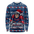 Personalized Newcastle Knights Christmas Long Sleeve Shirt Australian Rugby Fans - Pixelated Ugly Xmas Pattern Mascot Santa