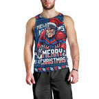 Personalized Newcastle Knights Christmas Men Tank Top Australian Rugby Fans - Pixelated Ugly Xmas Pattern Mascot Santa