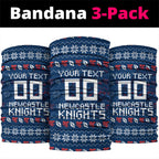 Personalized Newcastle Knights Christmas Neck Gaiter Australian Rugby Fans - Pixelated Ugly Xmas Pattern Mascot Santa