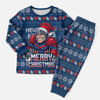 Personalized Newcastle Knights Christmas Pajama Set Australian Rugby Fans - Pixelated Ugly Xmas Pattern Mascot Santa