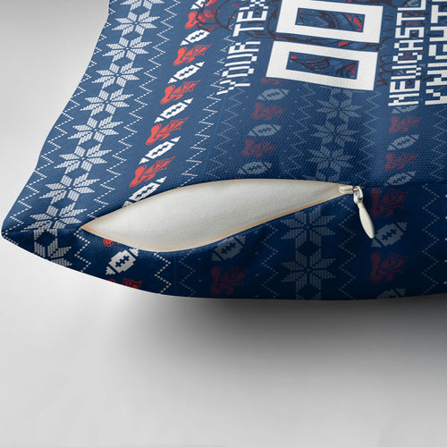 Personalized Newcastle Knights Christmas Pillow Cover Australian Rugby Fans - Pixelated Ugly Xmas Pattern Mascot Santa