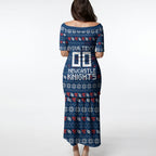 Personalized Newcastle Knights Christmas Puletasi Australian Rugby Fans - Pixelated Ugly Xmas Pattern Mascot Santa