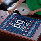 Personalized Newcastle Knights Christmas Puzzle Australian Rugby Fans - Pixelated Ugly Xmas Pattern Mascot Santa