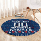 Personalized Newcastle Knights Christmas Round Carpet Australian Rugby Fans - Pixelated Ugly Xmas Pattern Mascot Santa