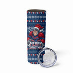 Personalized Newcastle Knights Christmas Skinny Tumbler Australian Rugby Fans - Pixelated Ugly Xmas Pattern Mascot Santa