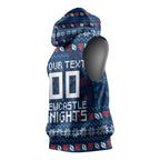 Personalized Newcastle Knights Christmas Sleeveless Hoodie Australian Rugby Fans - Pixelated Ugly Xmas Pattern Mascot Santa