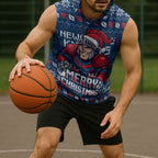 Personalized Newcastle Knights Christmas Sleeveless Hoodie Australian Rugby Fans - Pixelated Ugly Xmas Pattern Mascot Santa