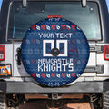 Personalized Newcastle Knights Christmas Spare Tire Cover Australian Rugby Fans - Pixelated Ugly Xmas Pattern Mascot Santa
