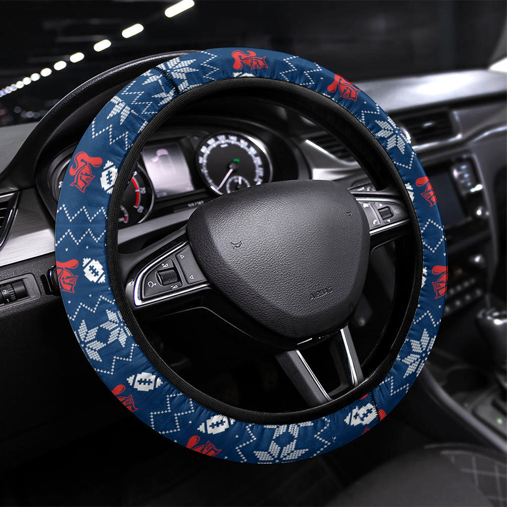 Newcastle Knights Christmas Steering Wheel Cover Australian Rugby Fans - Pixelated Ugly Xmas Pattern Mascot Santa