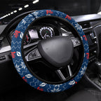 Newcastle Knights Christmas Steering Wheel Cover Australian Rugby Fans - Pixelated Ugly Xmas Pattern Mascot Santa