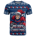 Personalized Newcastle Knights Christmas T Shirt Australian Rugby Fans - Pixelated Ugly Xmas Pattern Mascot Santa