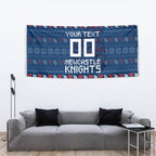 Personalized Newcastle Knights Christmas Tapestry Australian Rugby Fans - Pixelated Ugly Xmas Pattern Mascot Santa