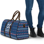 Personalized Newcastle Knights Christmas Travel Bag Australian Rugby Fans - Pixelated Ugly Xmas Pattern Mascot Santa