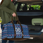 Personalized Newcastle Knights Christmas Travel Bag Australian Rugby Fans - Pixelated Ugly Xmas Pattern Mascot Santa