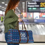 Personalized Newcastle Knights Christmas Travel Bag Australian Rugby Fans - Pixelated Ugly Xmas Pattern Mascot Santa