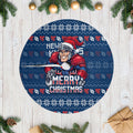 Newcastle Knights Christmas Tree Skirt Australian Rugby Fans - Pixelated Ugly Xmas Pattern Mascot Santa