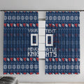 Personalized Newcastle Knights Christmas Window Curtain Australian Rugby Fans - Pixelated Ugly Xmas Pattern Mascot Santa
