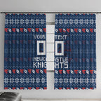 Personalized Newcastle Knights Christmas Window Curtain Australian Rugby Fans - Pixelated Ugly Xmas Pattern Mascot Santa