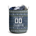 Personalized Cowboys Christmas Laundry Basket Australian Rugby Fans - Pixelated Ugly Xmas Pattern Mascot Santa