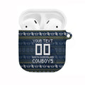 Personalized Cowboys Christmas AirPods Case Australian Rugby Fans - Pixelated Ugly Xmas Pattern Mascot Santa
