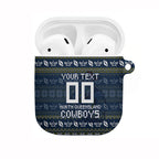 Personalized Cowboys Christmas AirPods Case Australian Rugby Fans - Pixelated Ugly Xmas Pattern Mascot Santa