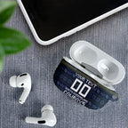 Personalized Cowboys Christmas AirPods Case Australian Rugby Fans - Pixelated Ugly Xmas Pattern Mascot Santa