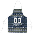 Personalized Cowboys Christmas Apron Australian Rugby Fans - Pixelated Ugly Xmas Pattern Mascot Santa