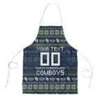 Personalized Cowboys Christmas Apron Australian Rugby Fans - Pixelated Ugly Xmas Pattern Mascot Santa