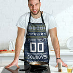 Personalized Cowboys Christmas Apron Australian Rugby Fans - Pixelated Ugly Xmas Pattern Mascot Santa
