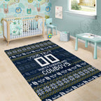 Personalized Cowboys Christmas Area Rug Australian Rugby Fans - Pixelated Ugly Xmas Pattern Mascot Santa