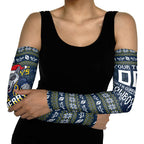 Personalized Cowboys Christmas Arm Sleeves Australian Rugby Fans - Pixelated Ugly Xmas Pattern Mascot Santa